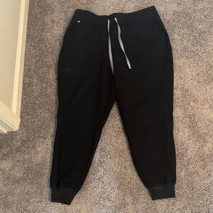 Figs Black Jogger Pants with Gray Drawstring